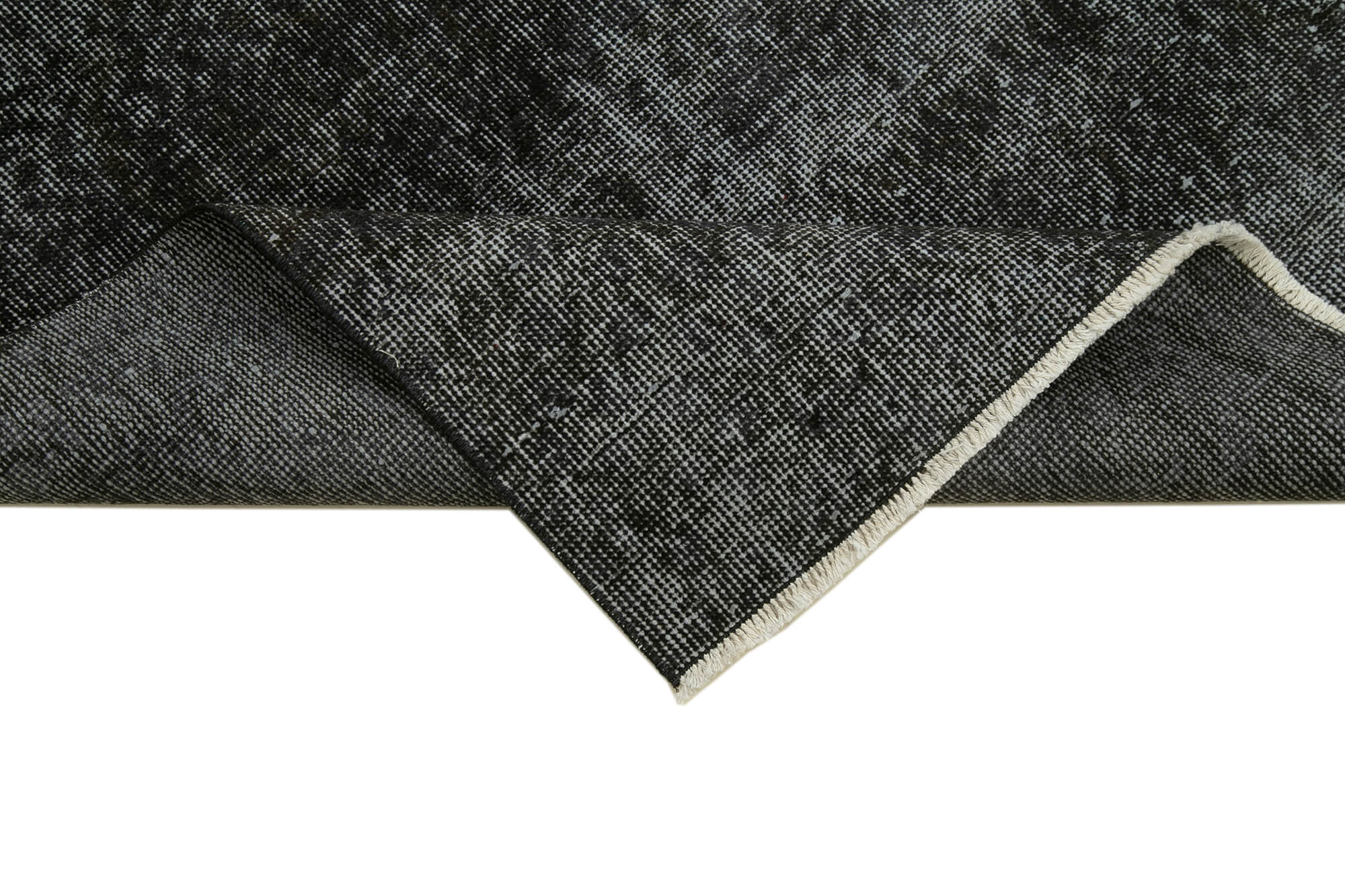 Handmade Area Rug – Overdyed Black Vintage Cotton Wool Carpet 3'x10'9''