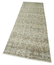 Vintage Wool Area Rug - Handmade Cotton Rug Overdyed Beige Carpet 2'11''x9'7''