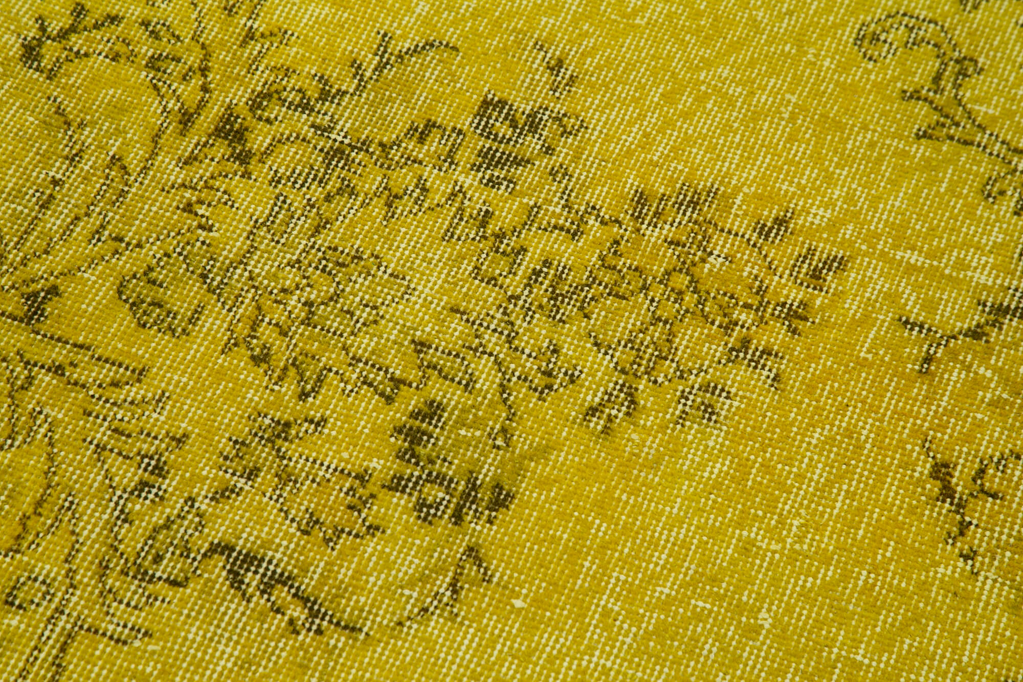 Vintage Area Rug – Handmade Wool Rug Overdyed Yellow Cotton Wool Carpet 2'9''x11'1''