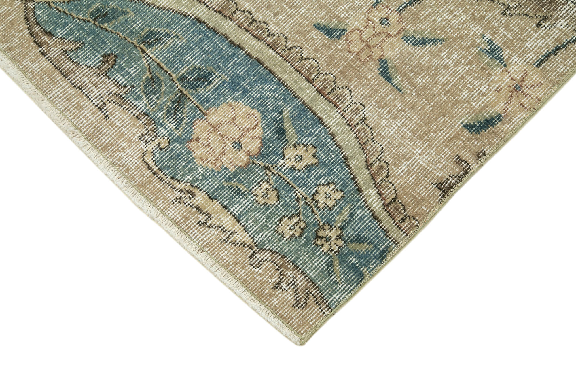 Vintage Area Rug – Hand Woven Overdyed Wool Rug 2'10'' x 10'3'' Neutral Beige