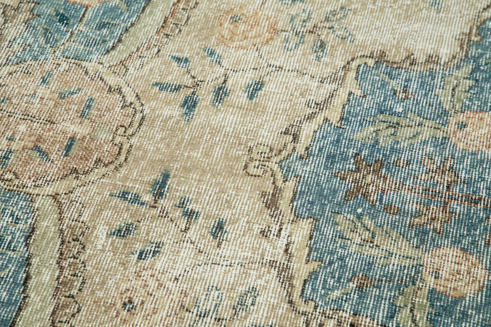 Vintage Area Rug – Hand Woven Overdyed Wool Rug 2'10'' x 10'3'' Neutral Beige