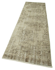 Vintage Area Rug - Hand Woven Rug Overdyed Beige 2'11'' x 10'11'' Cotton Wool Carpet