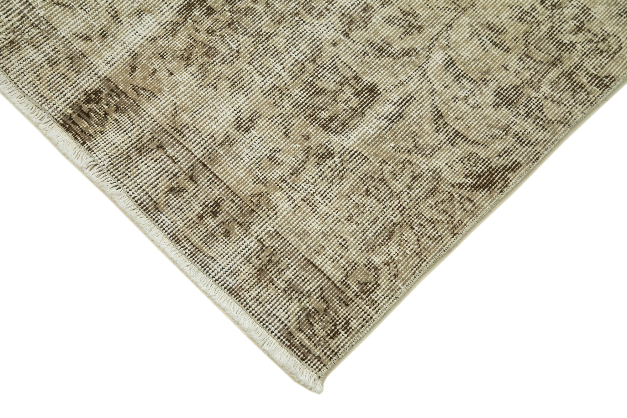 Vintage Area Rug - Hand Woven Rug Overdyed Beige 2'11'' x 10'11'' Cotton Wool Carpet