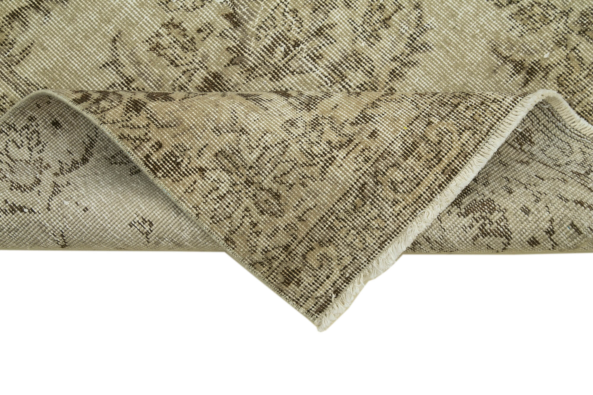 Vintage Area Rug - Hand Woven Rug Overdyed Beige 2'11'' x 10'11'' Cotton Wool Carpet