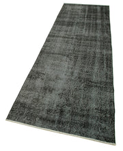Vintage Handmade Area Rug – Overdyed Black Turkish Wool Cotton Carpet 3'0'' x 10'1''