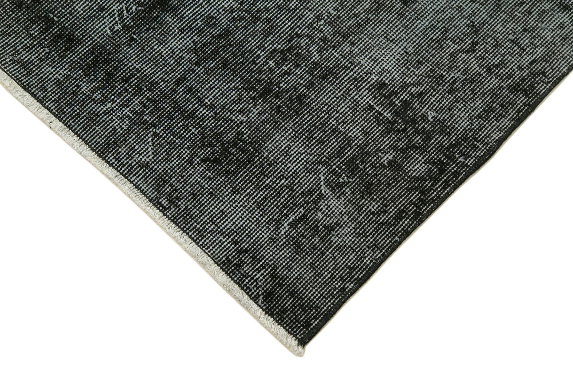 Vintage Handmade Area Rug – Overdyed Black Turkish Wool Cotton Carpet 3'0'' x 10'1''