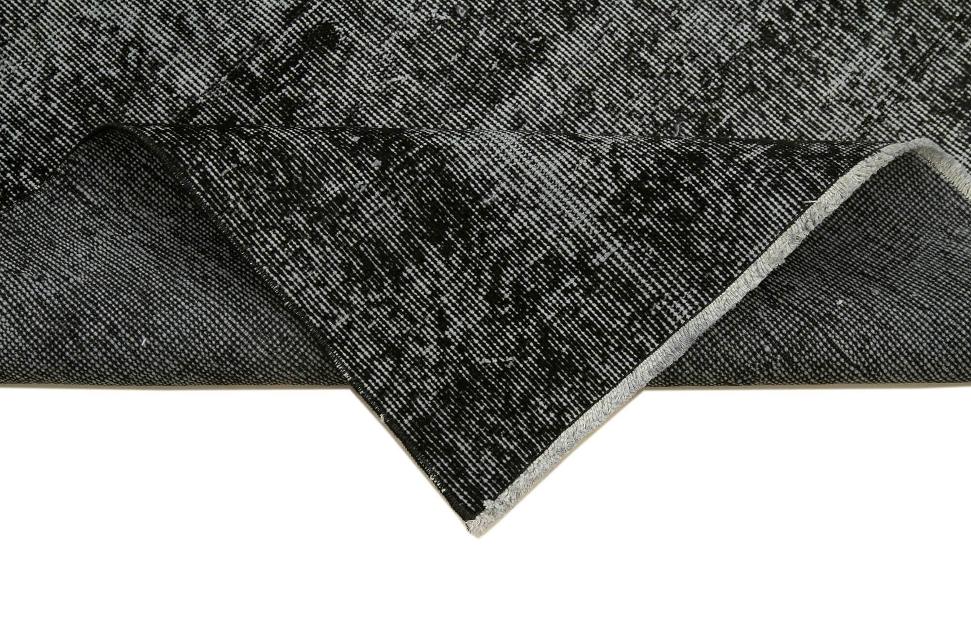 Vintage Handmade Area Rug – Overdyed Black Turkish Wool Cotton Carpet 3'0'' x 10'1''