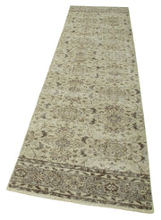 Handmade Area Rug – Overdyed Beige Vintage Cotton Wool Turkish Carpet 2'8''x10'7''