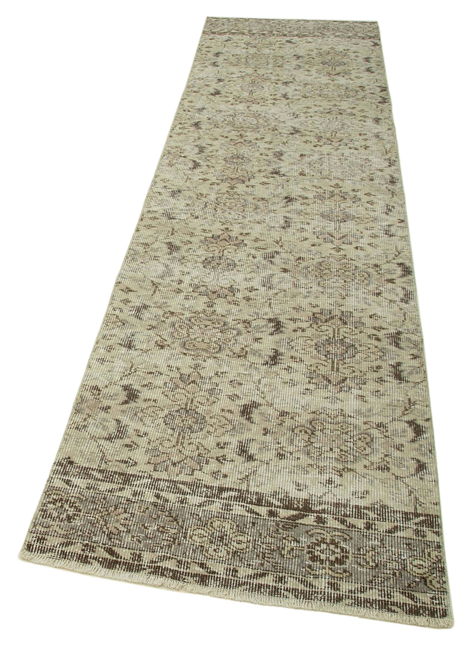 Handmade Area Rug – Overdyed Beige Vintage Cotton Wool Turkish Carpet 2'8''x10'7''