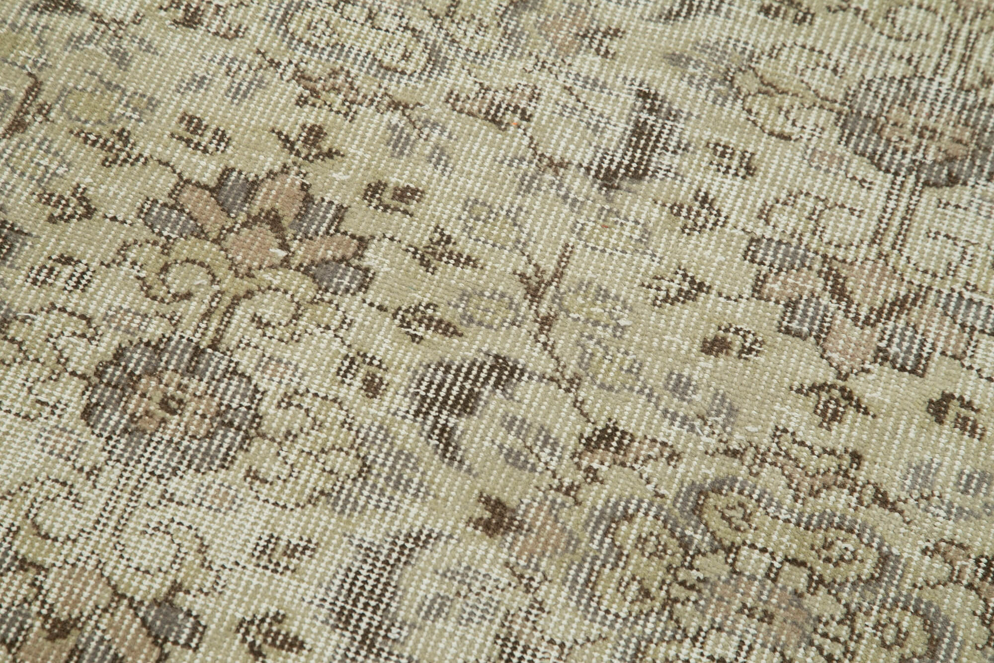 Handmade Area Rug – Overdyed Beige Vintage Cotton Wool Turkish Carpet 2'8''x10'7''