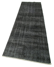 Vintage Wool Area Rug – Handwoven Turkish Handmade Rug 2'11''x10'8'' Overdyed Black