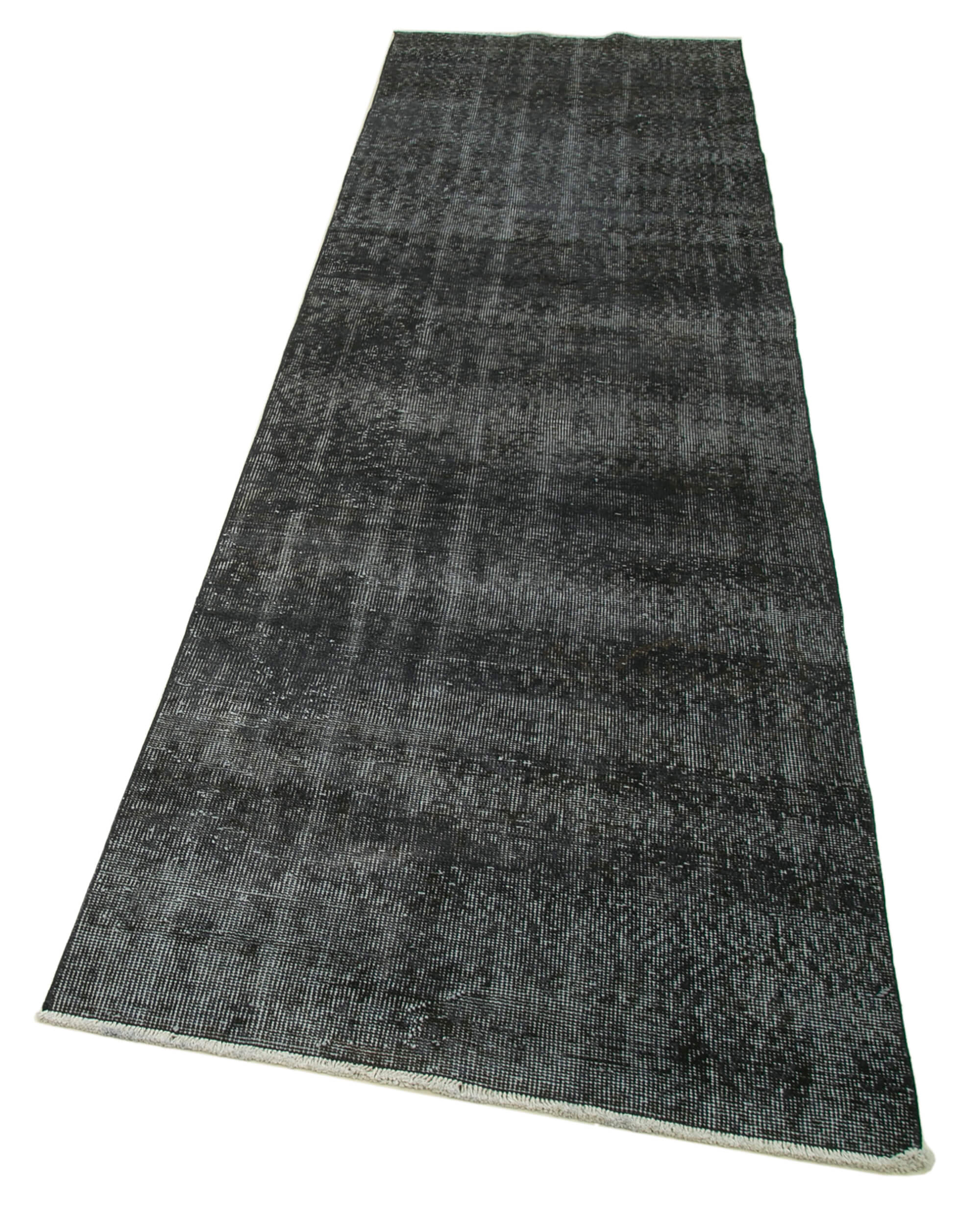 Vintage Wool Area Rug – Handwoven Turkish Handmade Rug 2'11''x10'8'' Overdyed Black