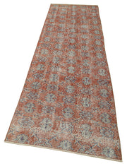 Vintage Handmade Area Rug – Overdyed Red Turkish Carpet 2'9''x10'1'' Wool Cotton Blend