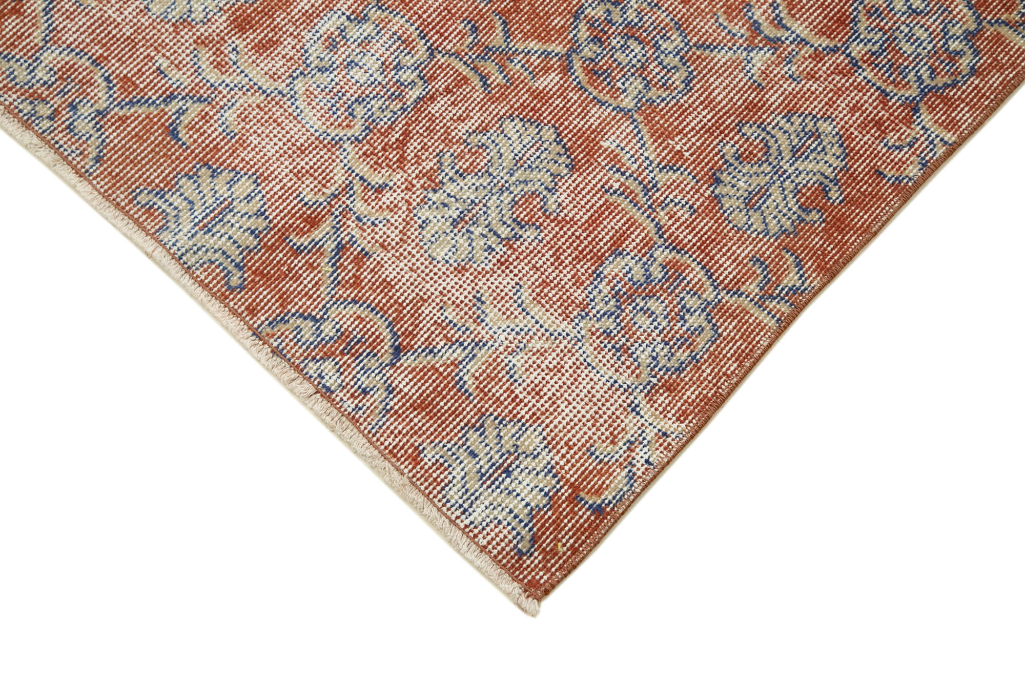 Vintage Handmade Area Rug – Overdyed Red Turkish Carpet 2'9''x10'1'' Wool Cotton Blend