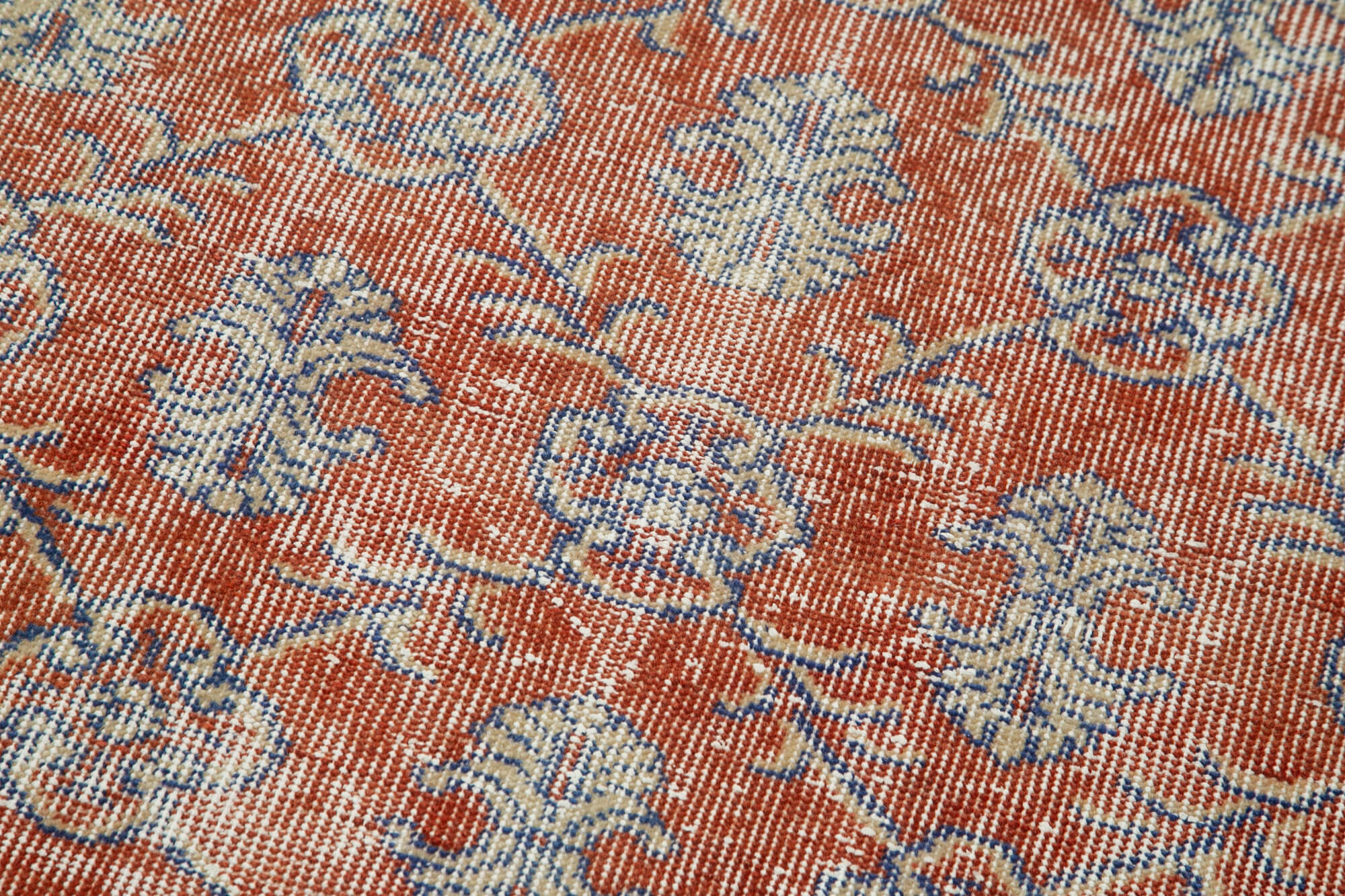 Vintage Handmade Area Rug – Overdyed Red Turkish Carpet 2'9''x10'1'' Wool Cotton Blend