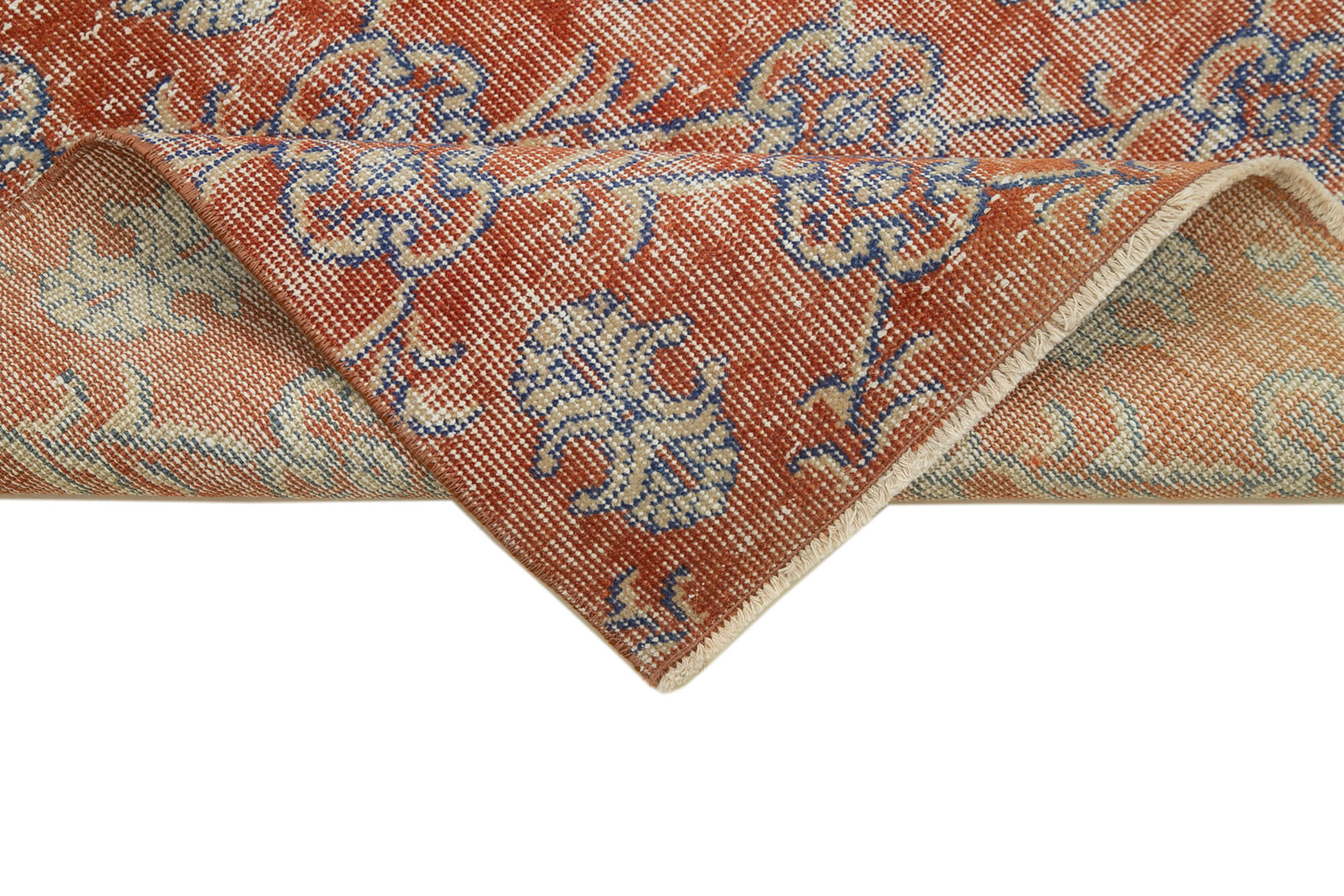 Vintage Handmade Area Rug – Overdyed Red Turkish Carpet 2'9''x10'1'' Wool Cotton Blend