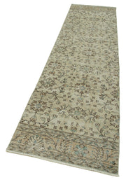 Handmade Vintage Area Rug – Overdyed Beige Turkish Wool Cotton Carpet 2'7''x9'11''