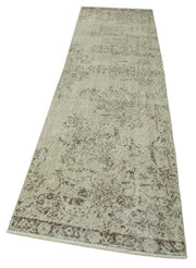 Handmade Vintage Area Rug – Overdyed Turkish Hand Knotted Cotton Wool Carpet 2'8''x10'1''