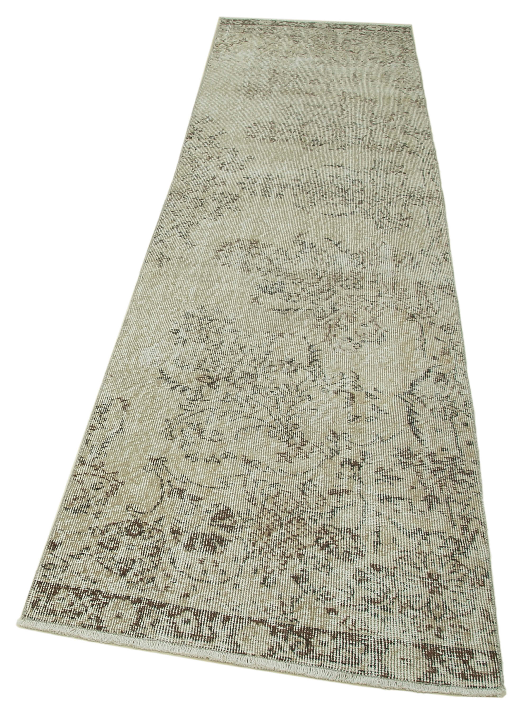 Handmade Vintage Area Rug – Overdyed Turkish Hand Knotted Cotton Wool Carpet 2'8''x10'1''
