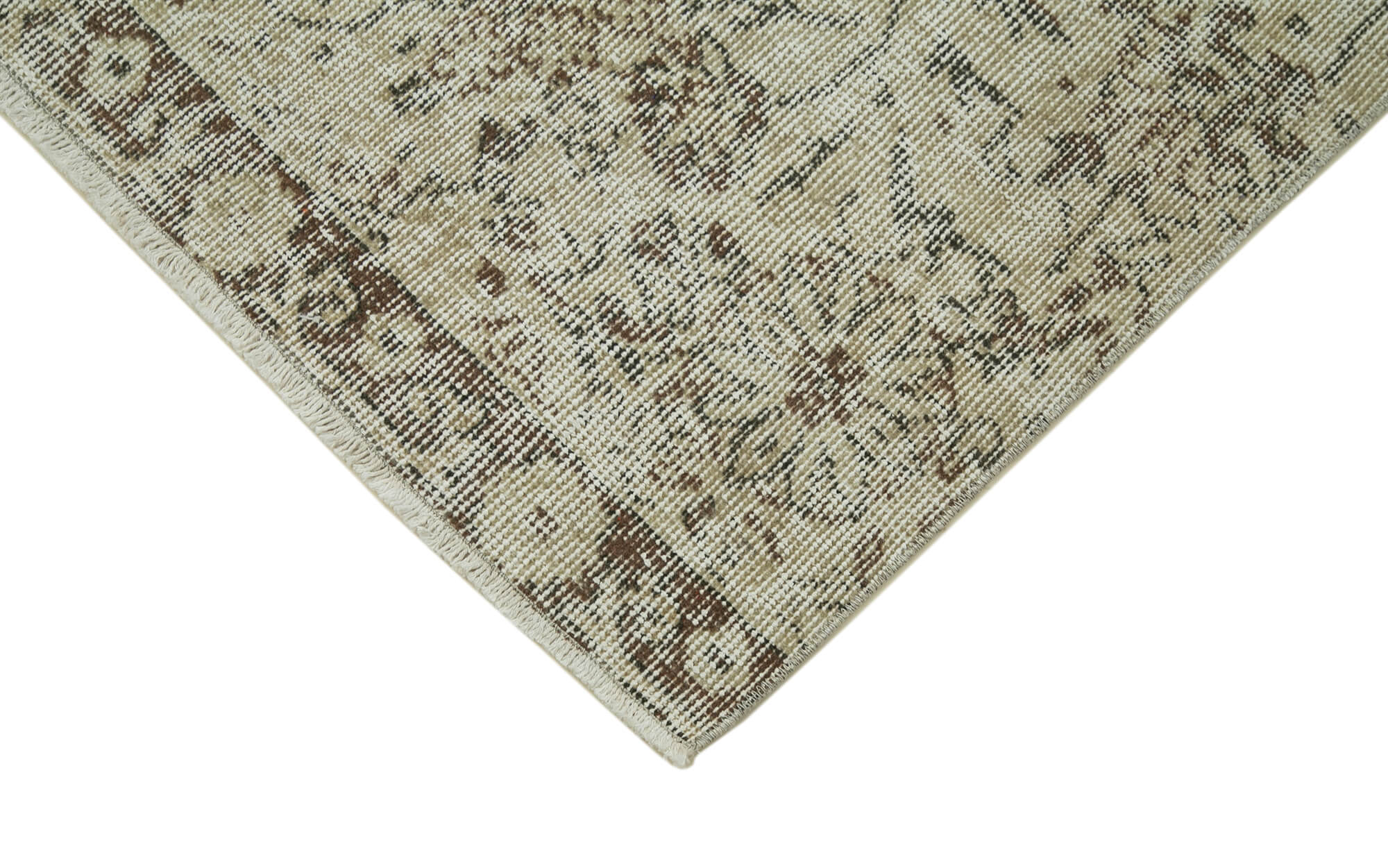 Handmade Vintage Area Rug – Overdyed Turkish Hand Knotted Cotton Wool Carpet 2'8''x10'1''