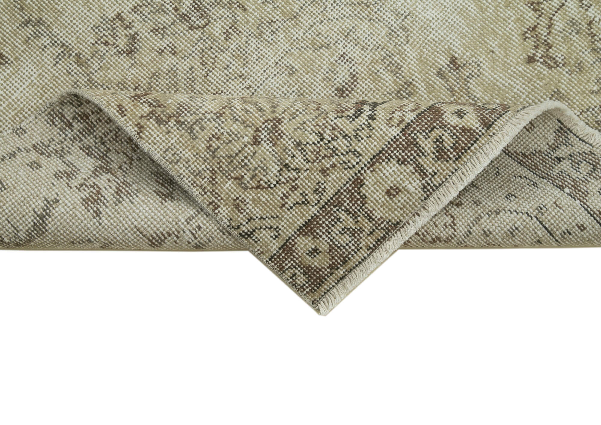 Handmade Vintage Area Rug – Overdyed Turkish Hand Knotted Cotton Wool Carpet 2'8''x10'1''