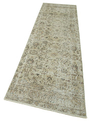 Handmade Vintage Area Rug – Overdyed Beige Cotton & Wool Carpet 2'8''x9'11''