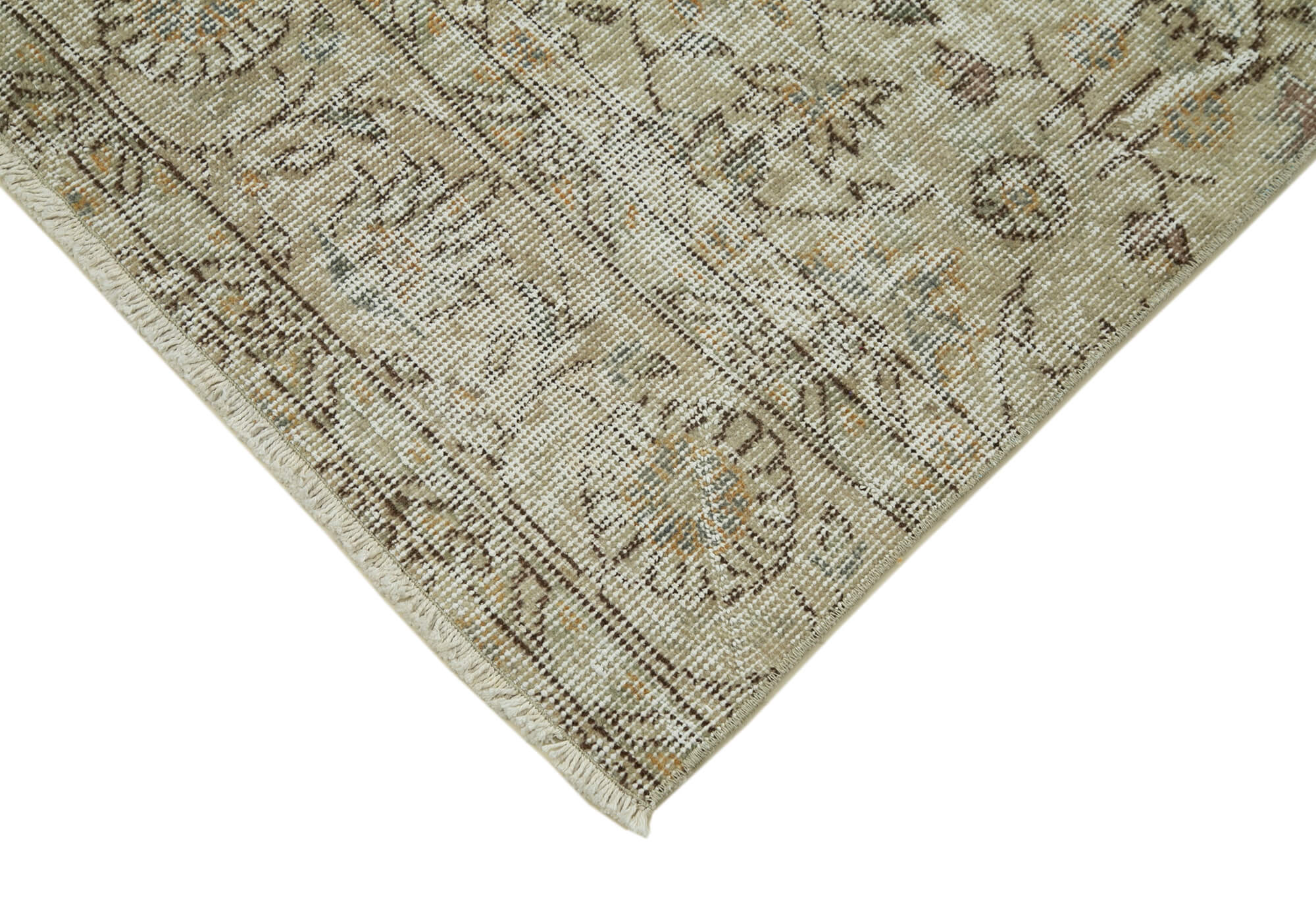 Handmade Vintage Area Rug – Overdyed Beige Cotton & Wool Carpet 2'8''x9'11''