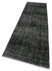 Vintage Area Rug – Handmade Wool Rug Overdyed Black Cotton Wool Carpet 2'10''x10'6''