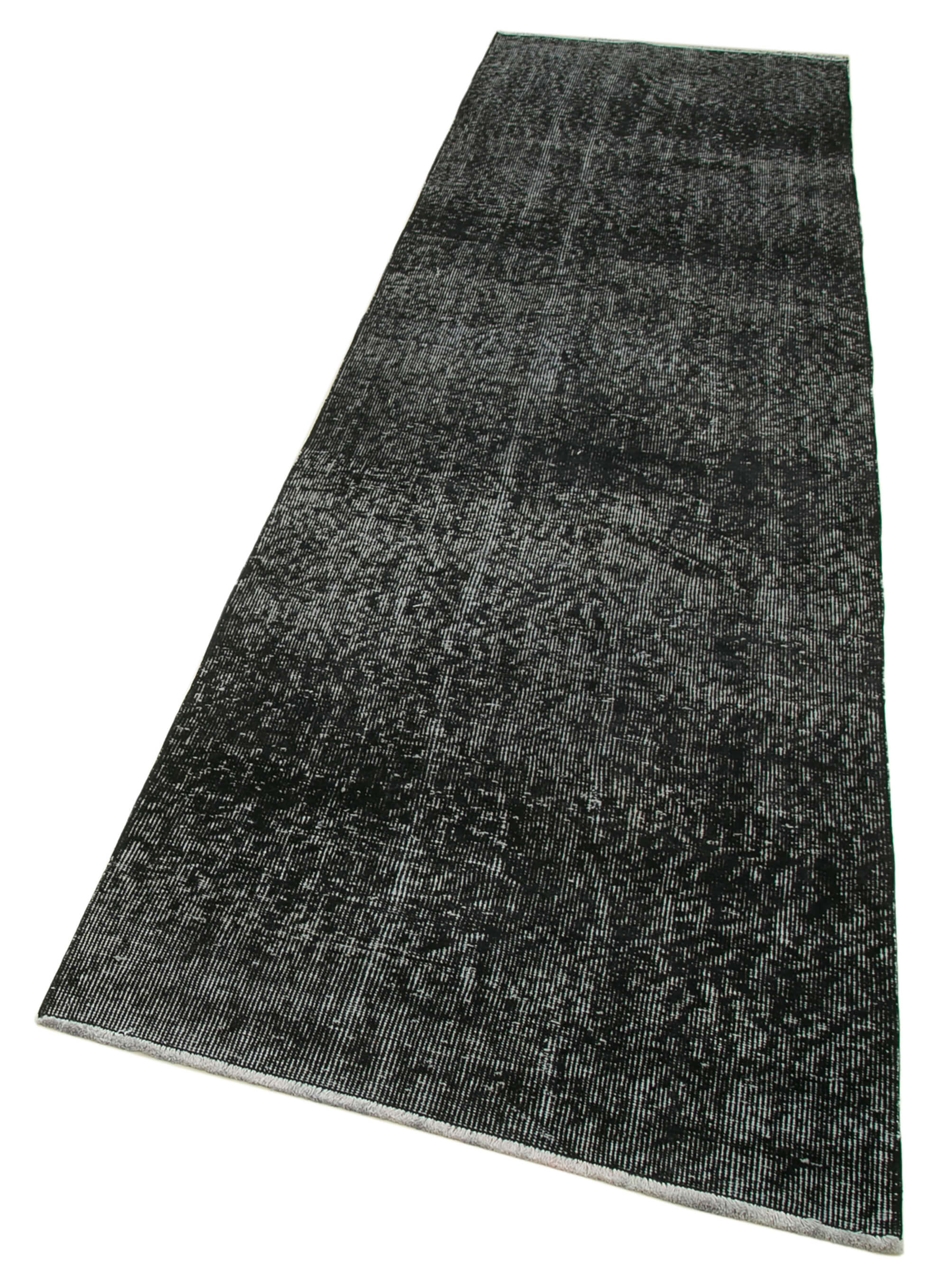 Vintage Area Rug – Handmade Wool Rug Overdyed Black Cotton Wool Carpet 2'10''x10'6''