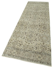 Handmade Vintage Area Rug – Overdyed Cotton Wool Carpet 3'0''x10'1'' Beige