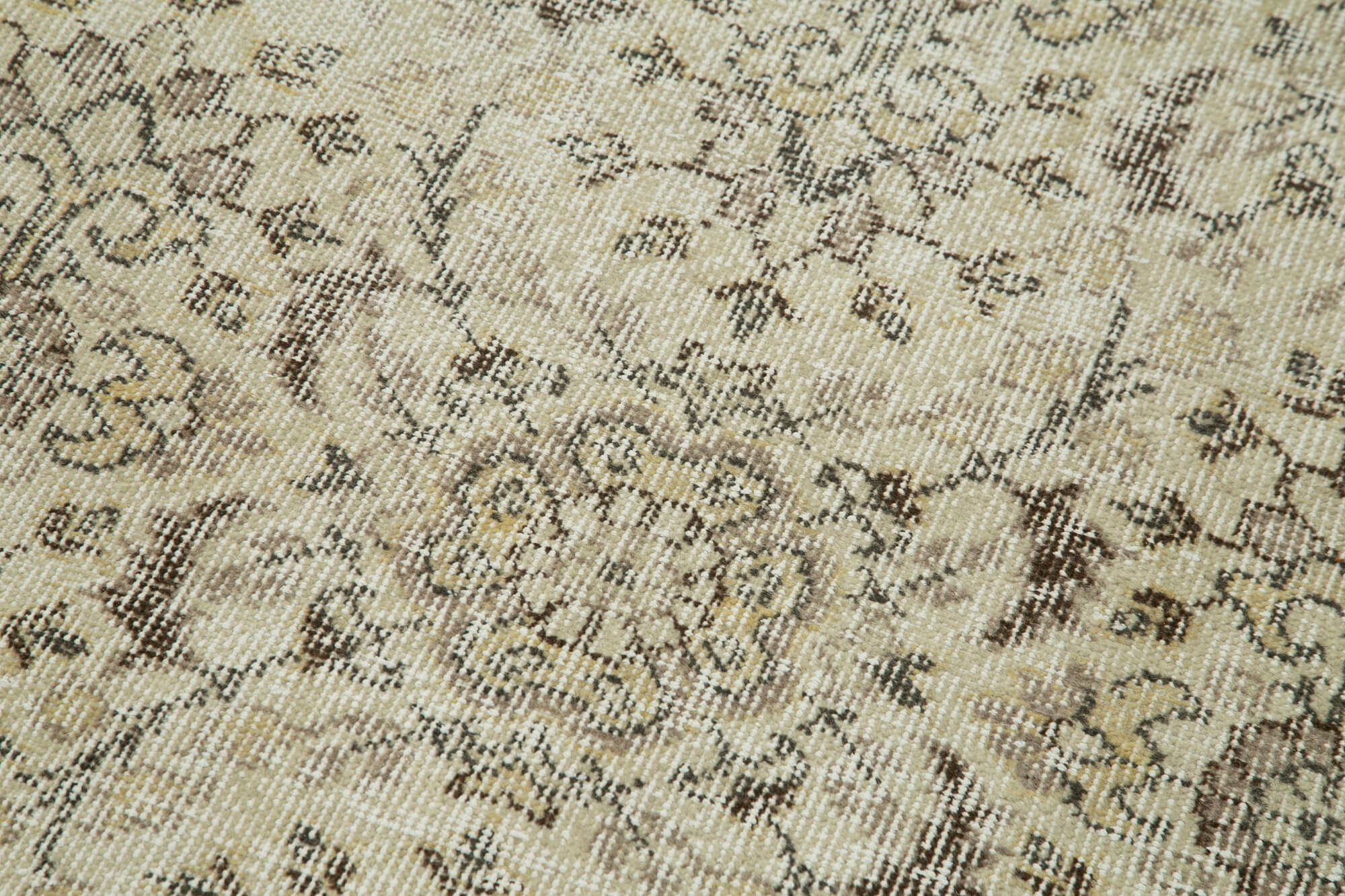 Handmade Vintage Area Rug – Overdyed Cotton Wool Carpet 3'0''x10'1'' Beige
