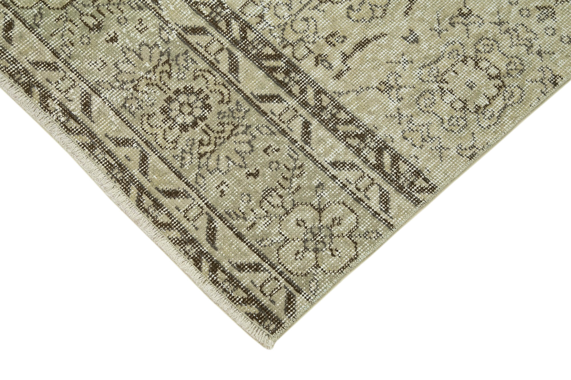 Vintage Handmade Area Rug – Overdyed Beige Turkish Cotton Wool Carpet 2'7''x9'8''