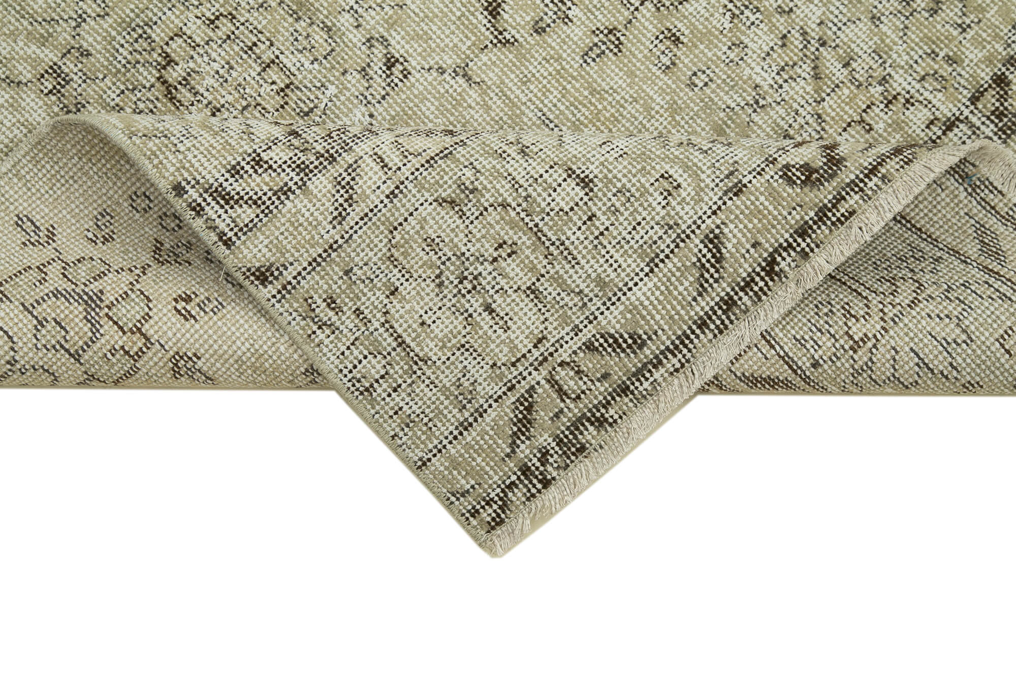 Vintage Handmade Area Rug – Overdyed Beige Turkish Cotton Wool Carpet 2'7''x9'8''