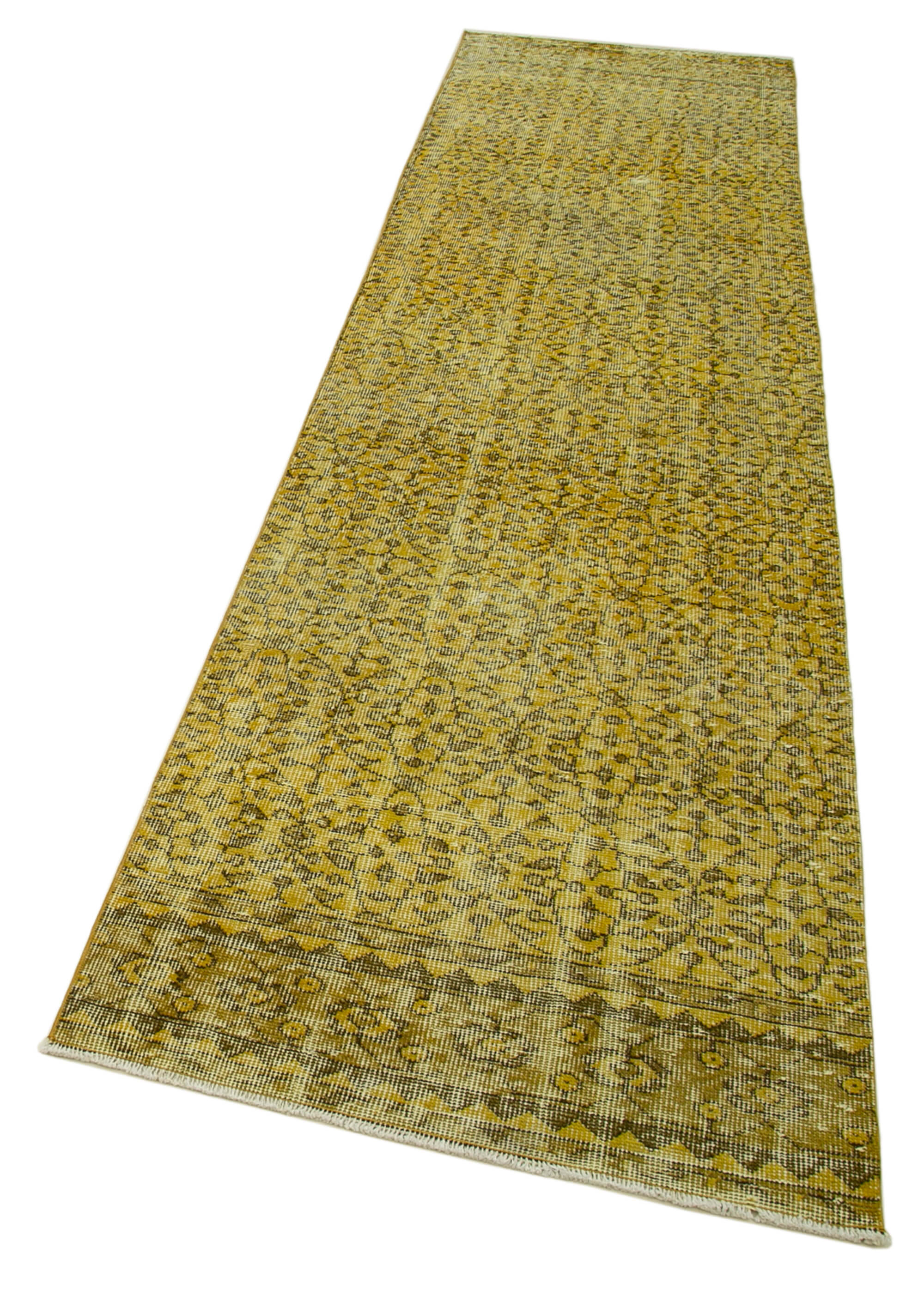 Vintage Cotton Wool Rug - Handmade Overdyed Turkish Hand Knotted Area Rug 2'7''x10'4''