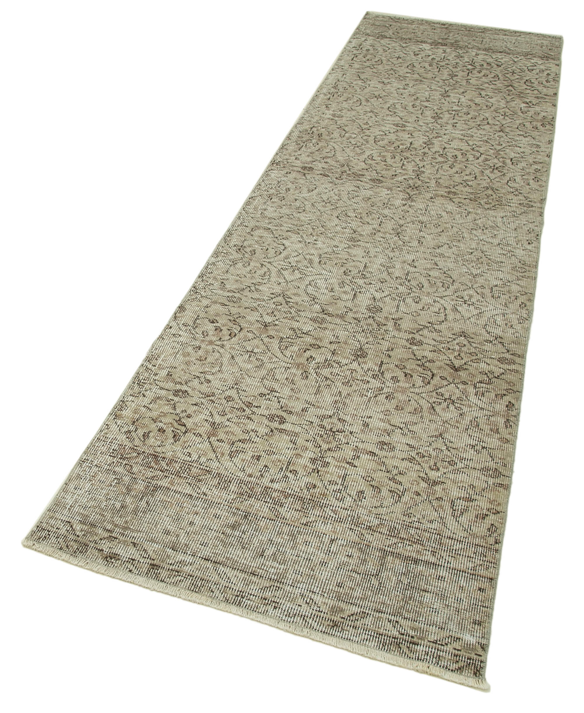 Vintage Area Rug – Handmade Wool Rug Overdyed Beige Cotton Wool Carpet 2'9''x9'10''