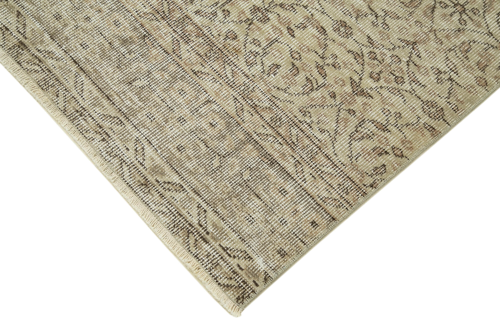 Vintage Area Rug – Handmade Wool Rug Overdyed Beige Cotton Wool Carpet 2'9''x9'10''