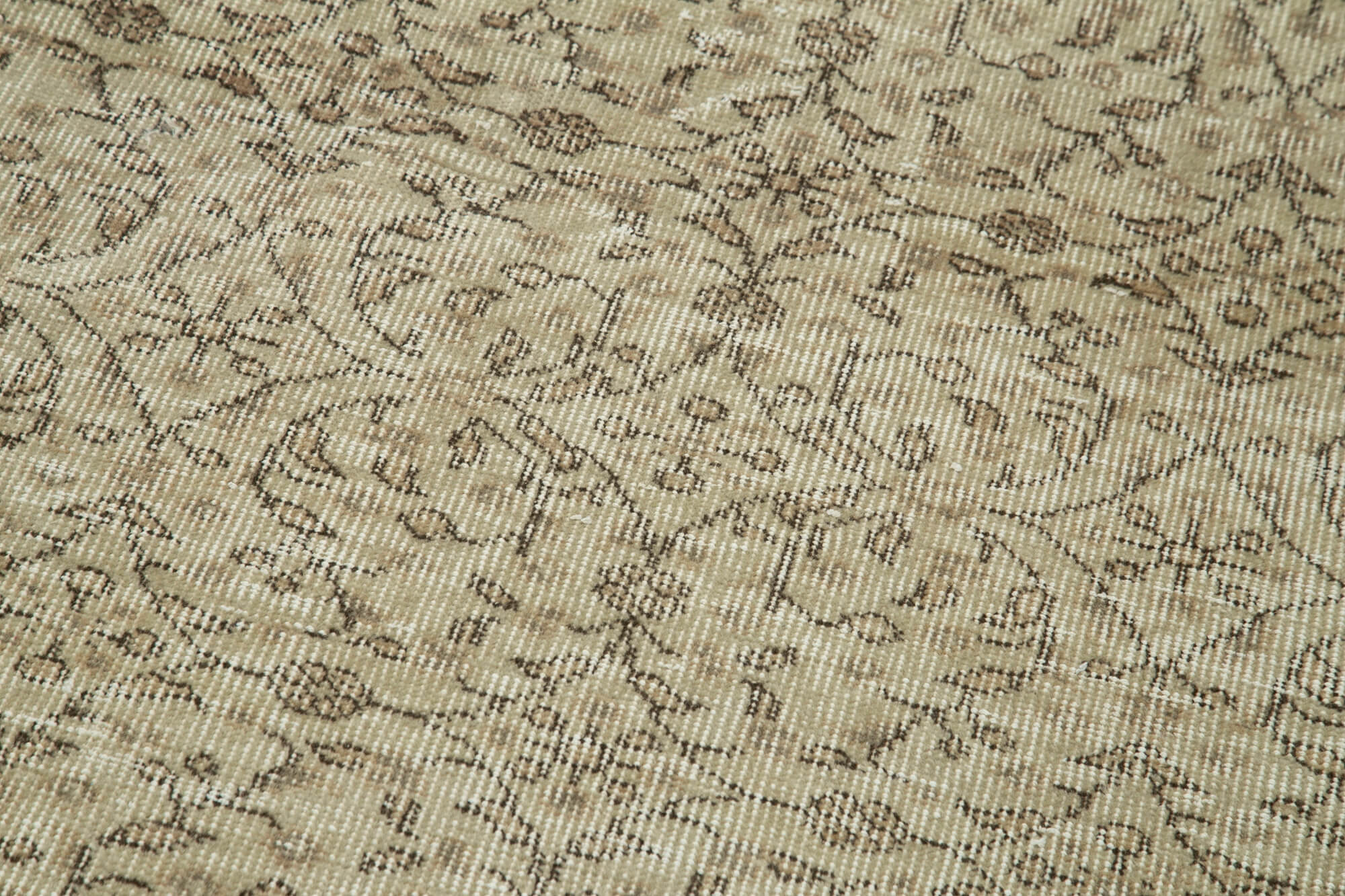 Vintage Area Rug – Handmade Wool Rug Overdyed Beige Cotton Wool Carpet 2'9''x9'10''