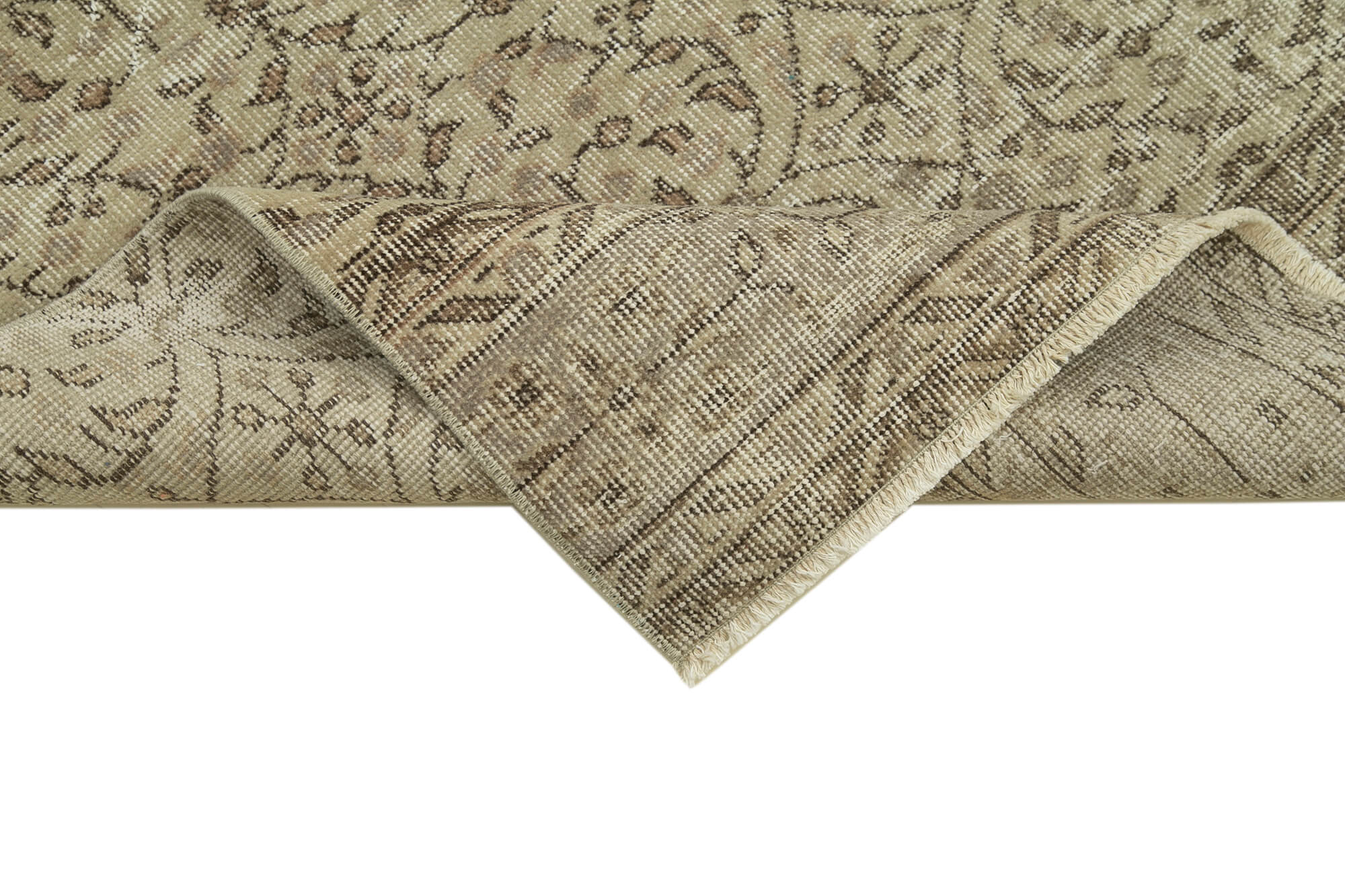 Vintage Area Rug – Handmade Wool Rug Overdyed Beige Cotton Wool Carpet 2'9''x9'10''