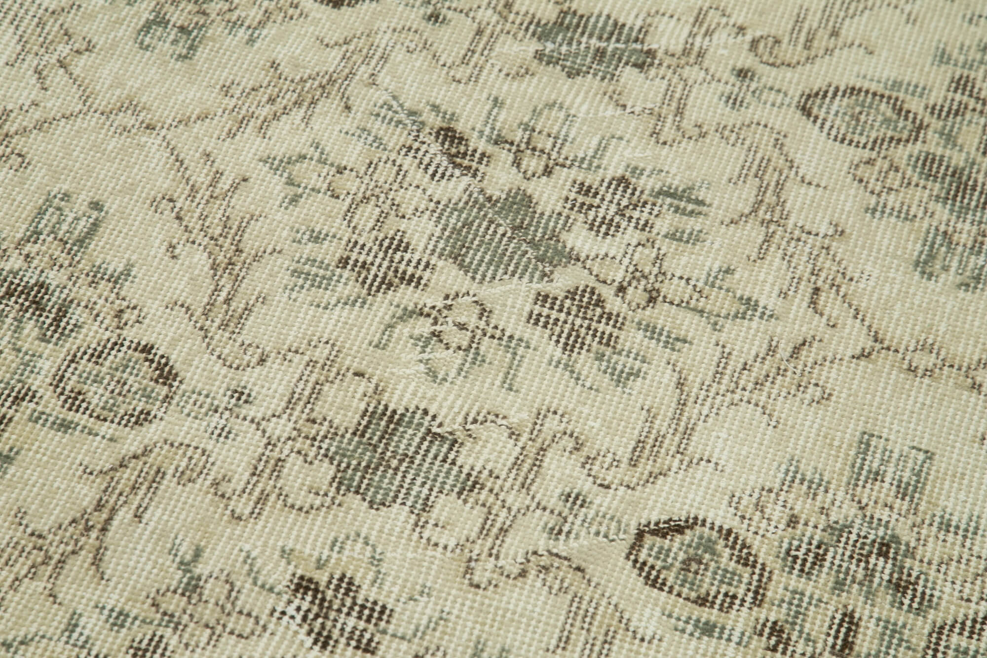 Handmade Area Rug – Overdyed Beige Vintage Cotton Wool Turkish Carpet 2'7''x9'10''
