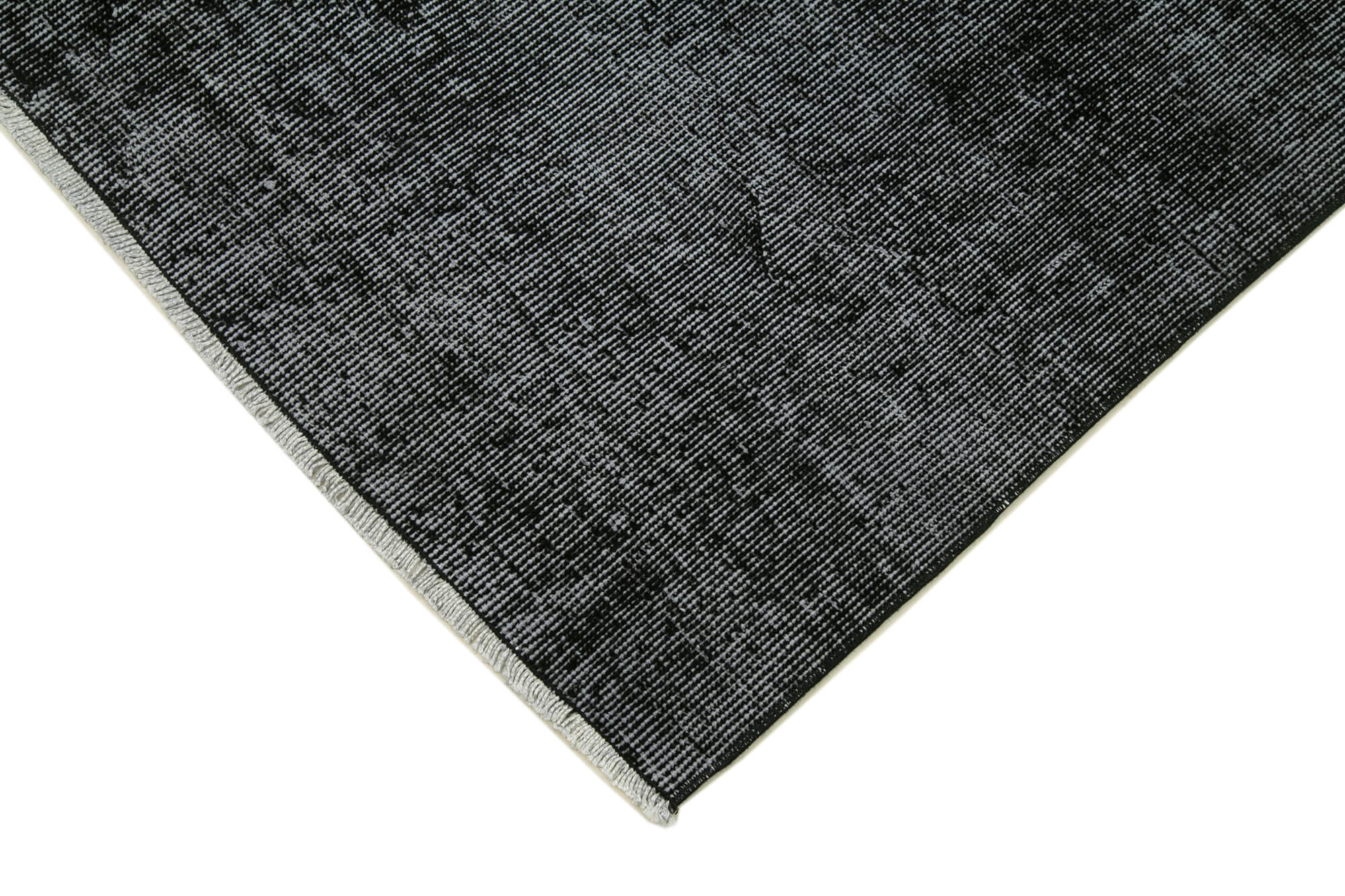 Vintage Handmade Area Rug | Hand Knotted 3x10 Overdyed Black Wool & Cotton Turkish Carpet