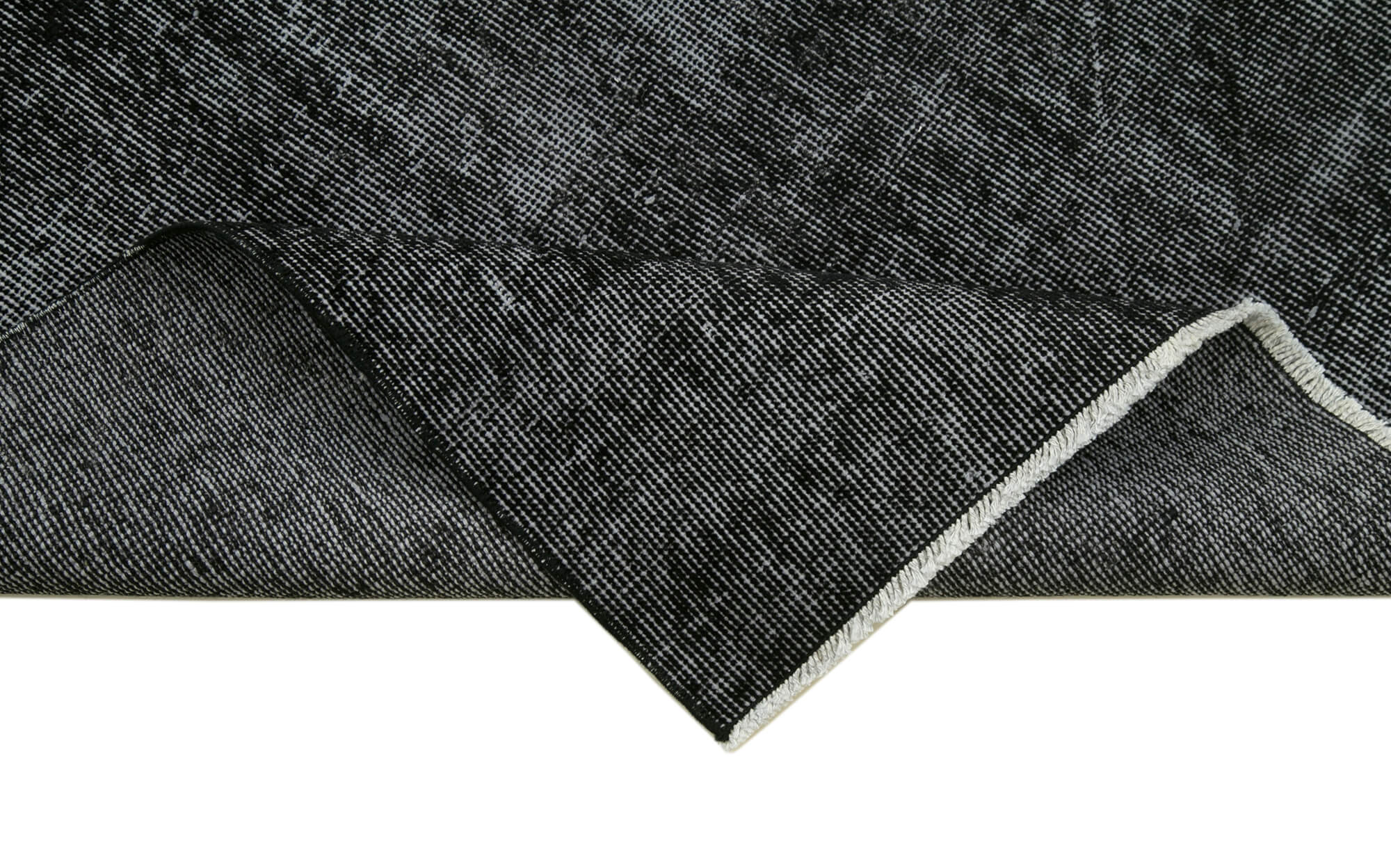 Vintage Handmade Area Rug | Hand Knotted 3x10 Overdyed Black Wool & Cotton Turkish Carpet