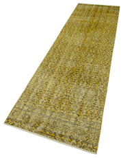 Vintage Area Rug – Handmade Wool Rug Overdyed Yellow Turkish Hand Knotted Carpet 2'7'' x 10'2''