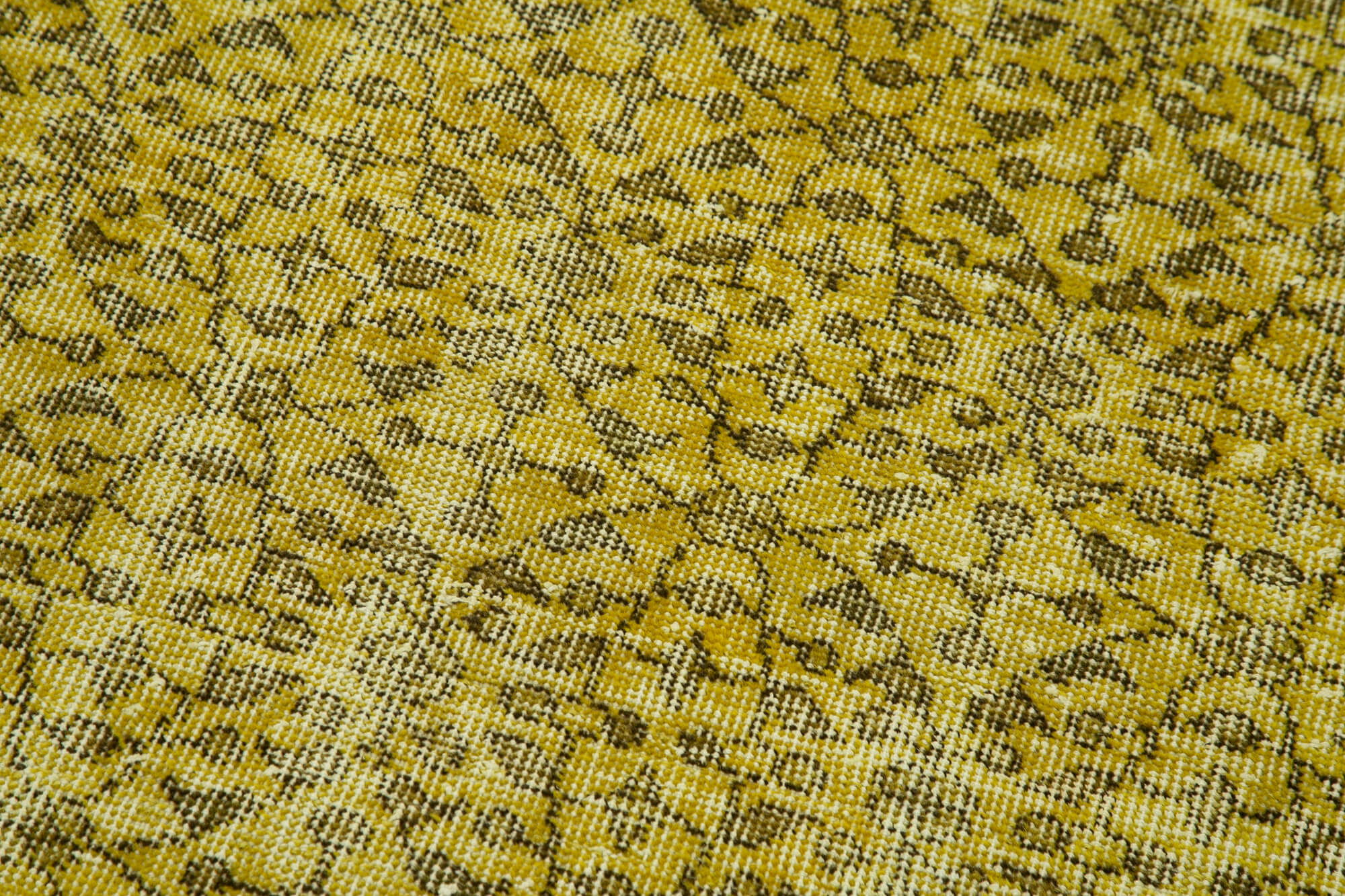 Vintage Area Rug – Handmade Wool Rug Overdyed Yellow Turkish Hand Knotted Carpet 2'7'' x 10'2''