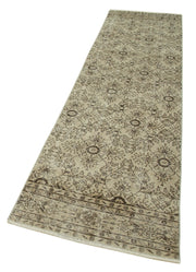 Vintage Handmade Area Rug - Overdyed Neutral Beige Cotton Wool Carpet 2'7''x10'4''