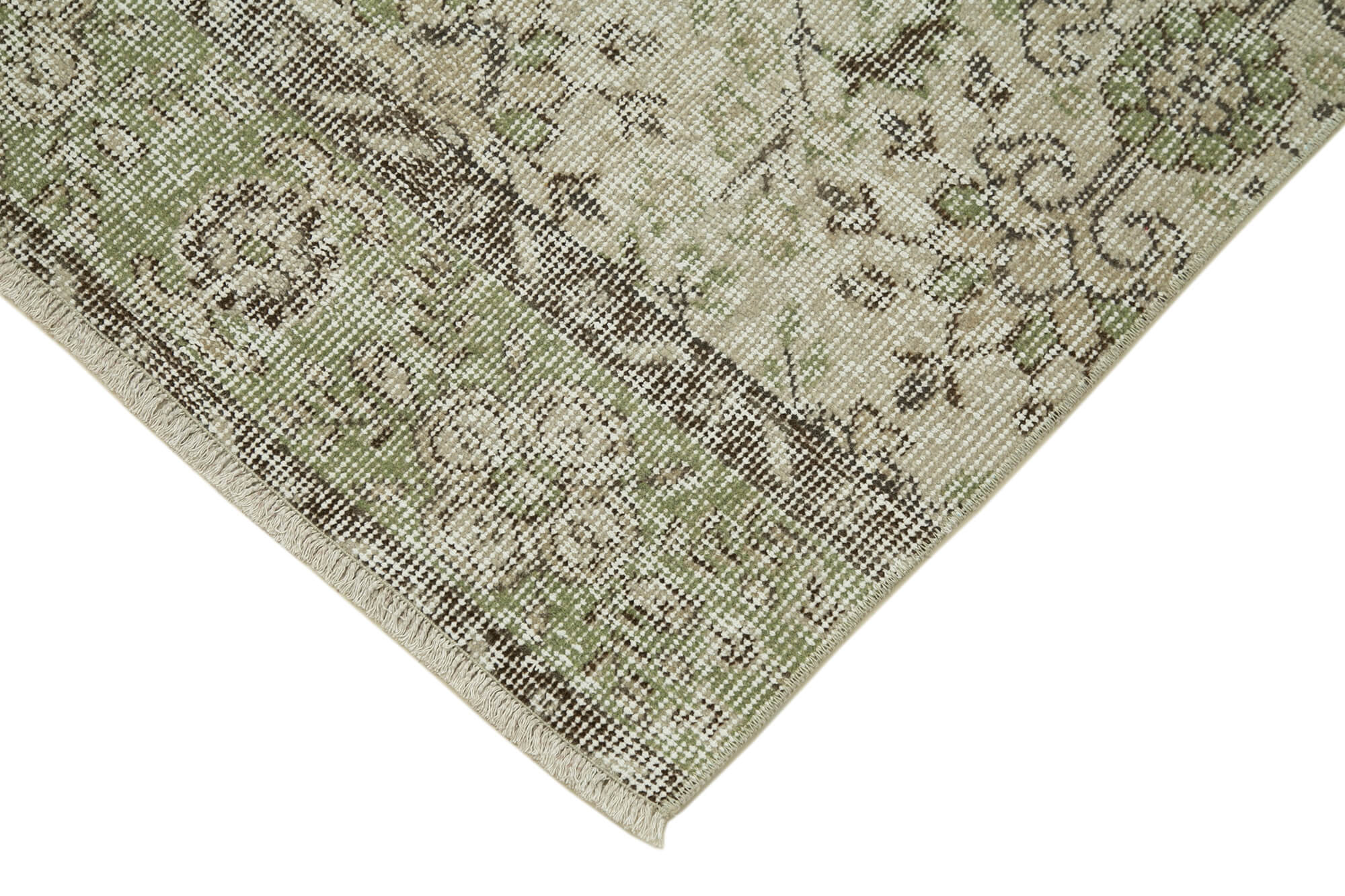 Handmade Area Rug – Overdyed Beige Vintage Cotton Wool Carpet 2'8''x9'6''