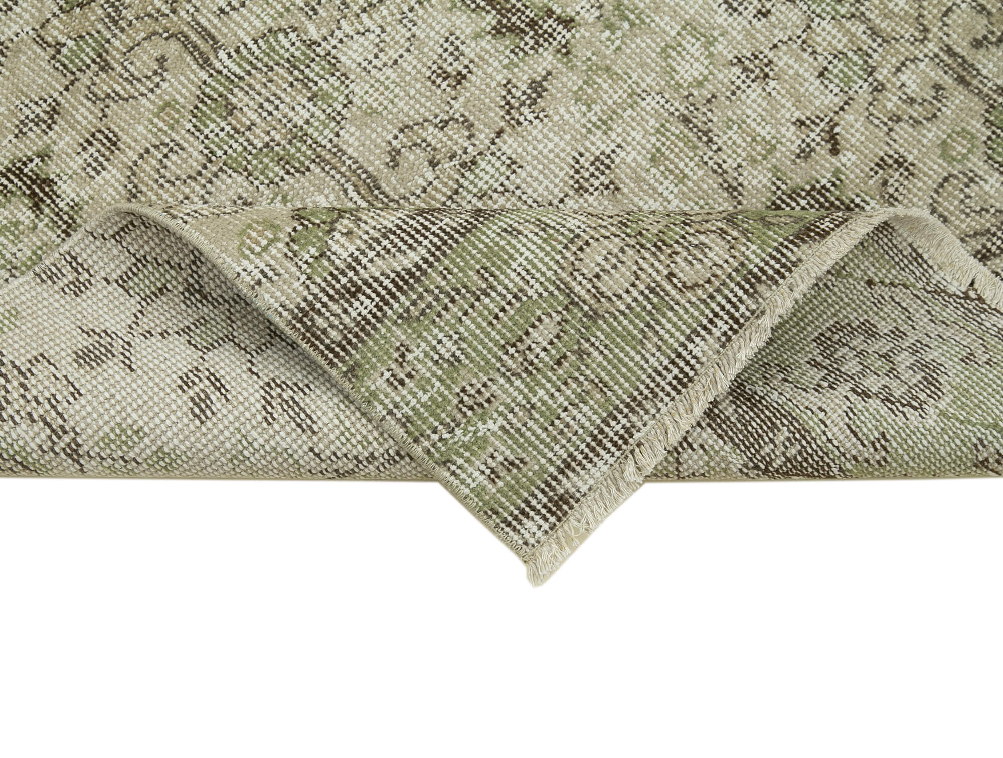 Handmade Area Rug – Overdyed Beige Vintage Cotton Wool Carpet 2'8''x9'6''