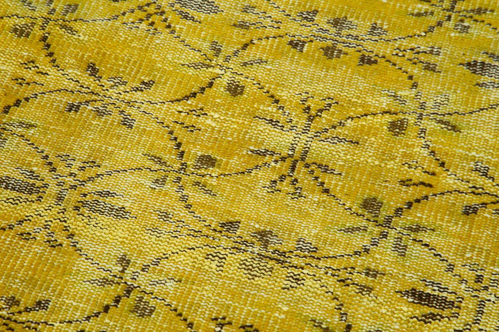 Vintage Area Rug - Handmade Wool Rug Overdyed Yellow Cotton Wool Carpet 2'8''x9'4''