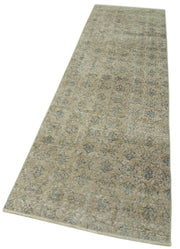 Vintage Wool Area Rug - Handmade Cotton Rug, Overdyed Beige Carpet 2'8''x9'7''