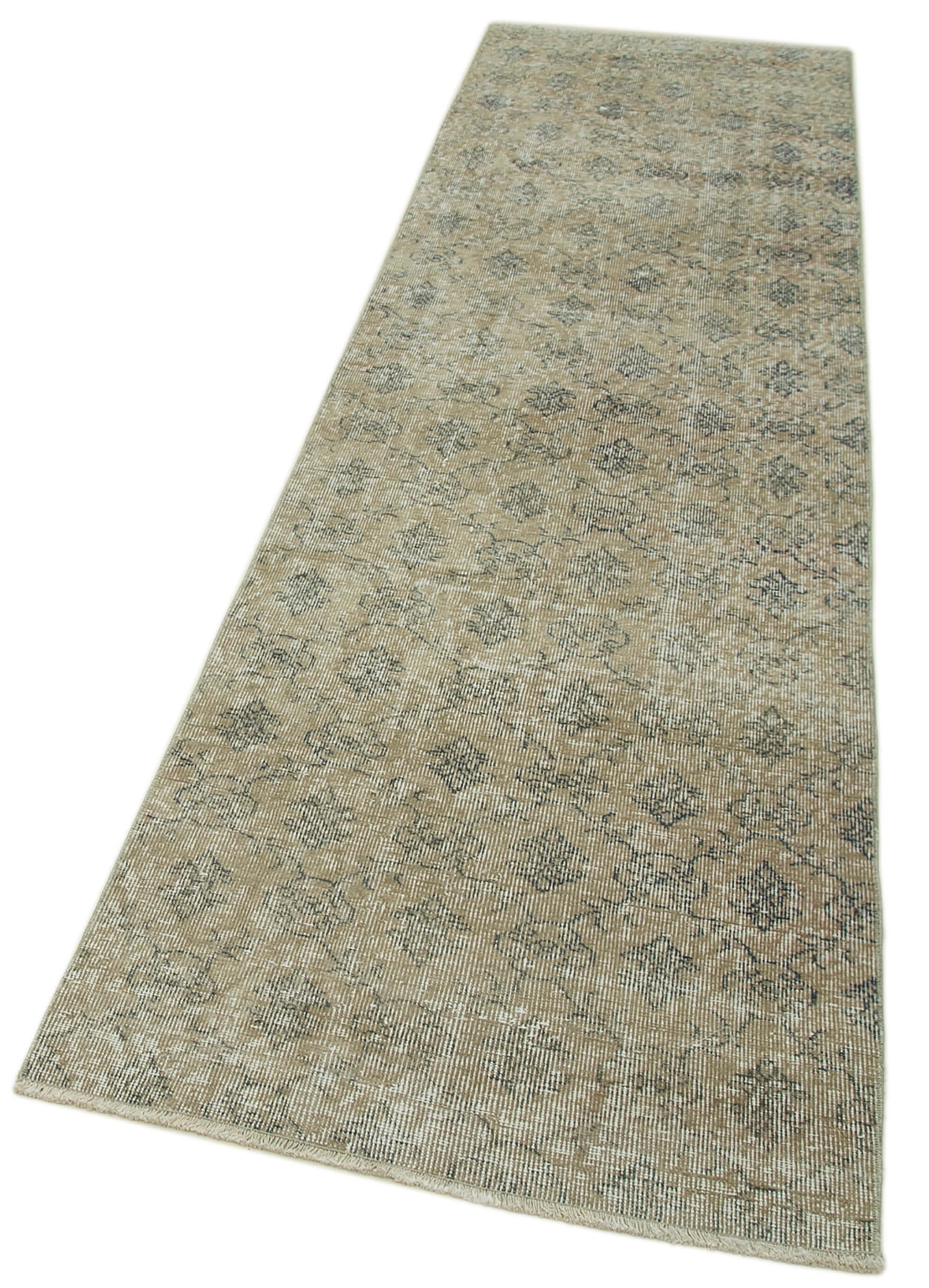 Vintage Wool Area Rug - Handmade Cotton Rug, Overdyed Beige Carpet 2'8''x9'7''