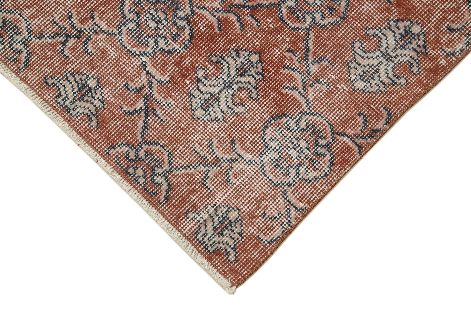 Vintage Wool Area Rug – Handmade Cotton Rug, Overdyed Red Carpet 3x11